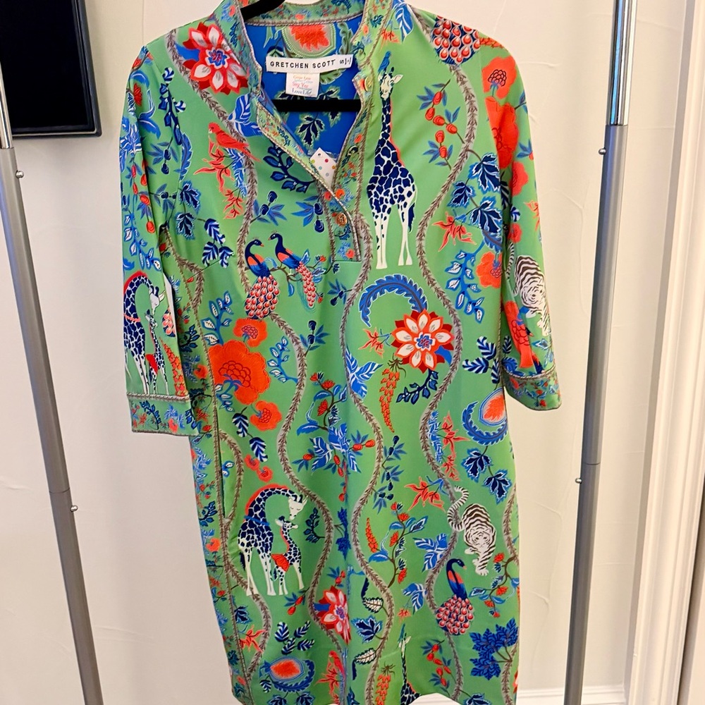 Gretchen Scott Designs Green Floral & Animal Print Midi Dress